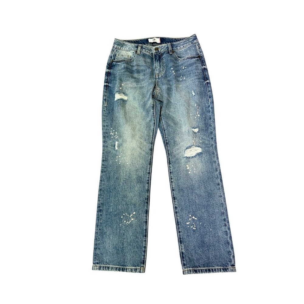 Cabi 100% Boyfriend Jeans Blue Medium Wash Mid Rise Distressed 4